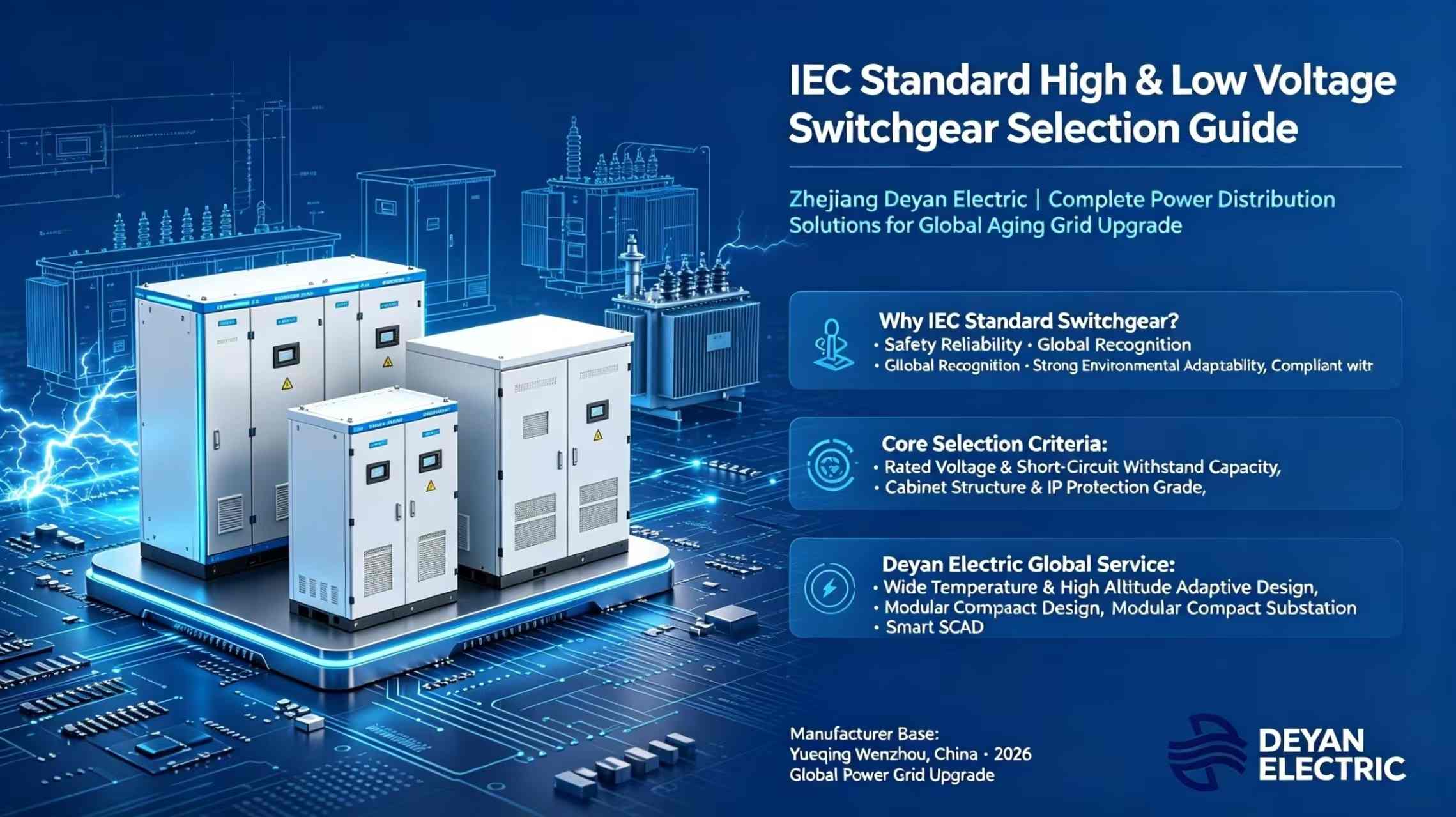 IEC मानक उच्च आणि कमी व्होल्टेज स्विचगियर निवड मार्गदर्शक: झेजियांग डेयान इलेक्ट्रिक — एजिंग ग्रिड अपग्रेडसाठी संपूर्ण उर्जा वितरण समाधाने जगभरात